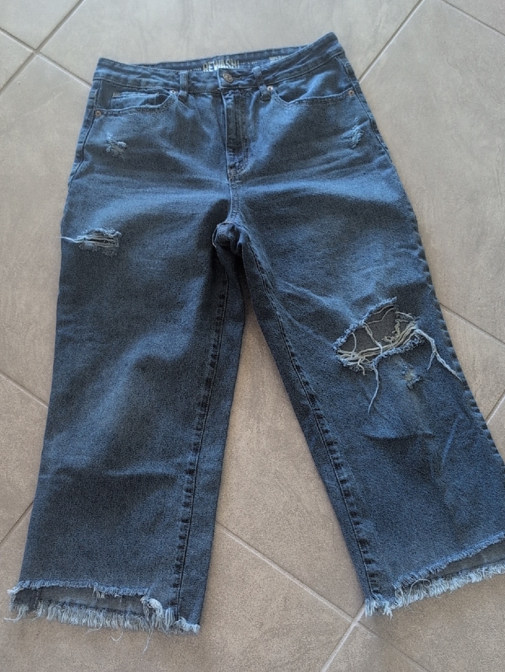 Rewash Black Straight-Leg Distressed Jeans